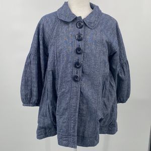 Free People Chambray Linen Denim Babydoll Swing Jacket